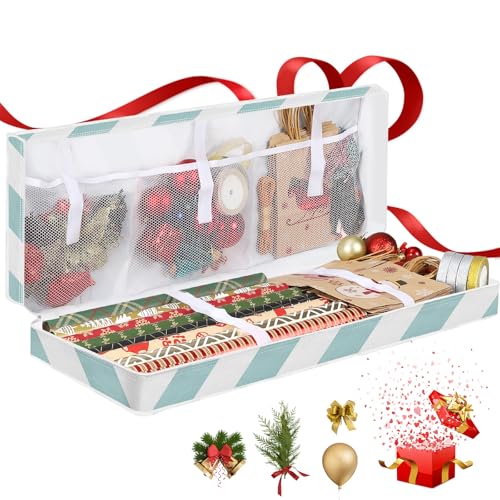 Geschenkpapier Aufbewahrung, Geschenkpapier Organizer Wasserdichte 600D Oxford Aufbewahrung Geschenkpapierrollen mit Zusätzlichen Fächern Geschenkpapier Aufbewahrungsbox,82 x 34 x 7.5 cm