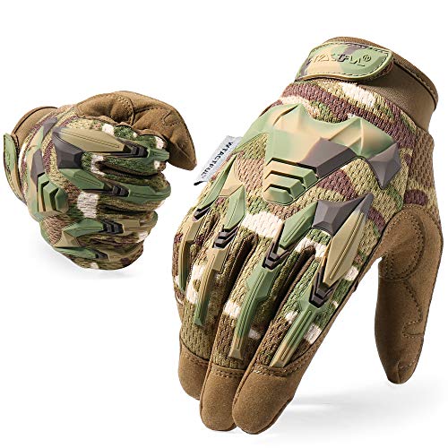 WTACTFUL Taktische Handschuhe,Tatical Gloves,Motorrad Handschuhe,Herren Touchscreen Motorradhandschuhe für Mountainbike, Motorcross,Klettern,Security,Wandern,Motorrad,Jagd Tarnung L