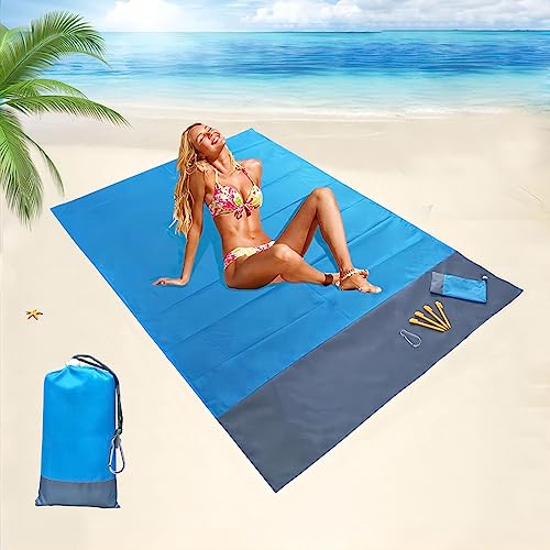 Gigmeta wasserdichte Strandmatte 200 x 140 cm, Tragbare Stranddecke, wasserdichte Picknickdecke, für Reisen, Camping, Wandern, Urlaub, etc