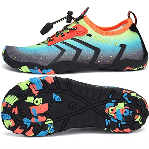 SAGUARO Badeschuhe Kinder Wasserschuhe Schwimmschuhe Jungen Mädchen Aquaschuhe Strandschuhe rutschfest Neoprenschuhe Surfschuhe Atmungsaktiv Wassersportschuhe Tauchschuhe St.1 Blau A, Gr.34 EU