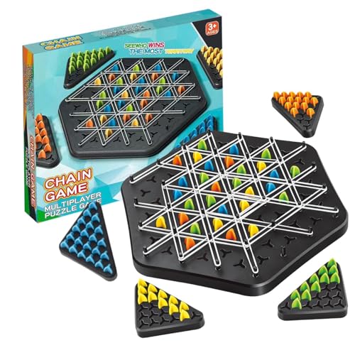 Triggle Game, lustiges Triggles-Spiel, interaktives Steckspiel, Dreiecksschachbrettspiel, Strategie-Steckbrettspiel für Familienfeiern mit Kindern und Erwachsenen, Klassische Desktop-Brettspiele