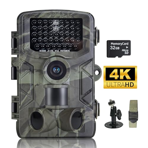 FunKind Wildkamera 50MP 4K, Wildtierkamera mit Nachtsicht Bewegungsmelder Weitwinkel 120°, 850nm IR LEDs Nachtsichtkamera, Wasserdicht IP65, Nachtsicht bis zu 25 m, mit 32 GB SD