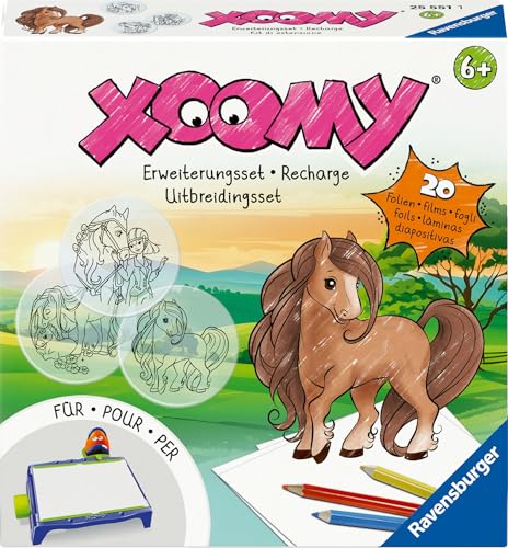 Ravensburger Xoomy Erweiterungsset Pferde - Erweiterungsset für den Xoomy Midi oder Maxi, Xoomy Pferde Erweiterung mit 20 neuen Motiven, Tiere zeichnen Lernen - 12555