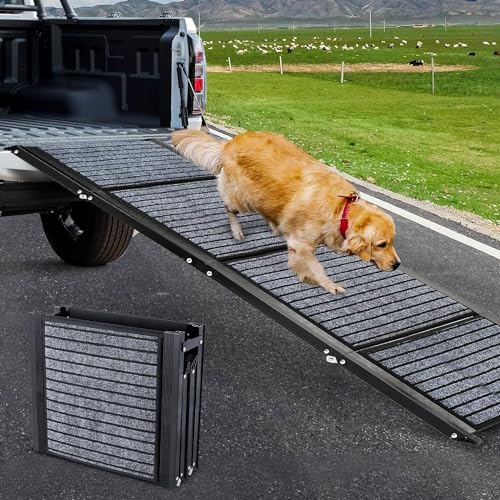 Längste 180cm & Breiteste 50cm Hunderampe,Faltbare Hunderampe Auto mit Rutschfester Teppich,Hunderampe Auto Klappbar für Outdoor Stufen,Hundetreppe Auto für Mittlere & Große Hunde in ein SUV & LKW