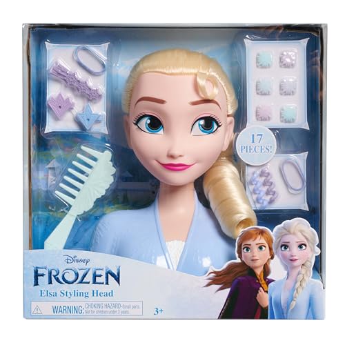 Just Play Disney Frozen 2 ELSA die Schneekönigin Frisierkopf Deluxe 20cm mit 14 Zubehörteilen für Styling-Spaß, ab 3 Jahren, 26.04