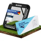 ELANI - Rebounder für Fußball 1x1m mit Schutzrand & 6 Heringen für sicheren Stand - Fussball Rebounder mit stabilem Rahmen - Tornetz - auch für Handball & Volleyball - Fußball Trainingszubehör