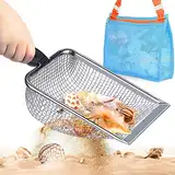 mciskin Strand-Netz-Schaufel mit Netz-Strandtasche zum Sammeln, Kinder-Filter-Sandschaufel zum Aufheben von Muscheln, Haifischzahnsieb, Dipper für Jungen und Mädchen, Strandspielzeug