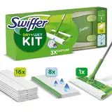 Swiffer Bodenwischer Wet & Dry Starter-Kit Mit Trockenen Und Feuchten Bodentüchern Zum Reinigen Von Parkett Und Hartböden. Lieferumfang: 1 Bodenwischer, 16 Trockene Bodentücher, 8 Feuchte Bodentücher