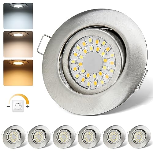 cloksh LED Einbaustrahler 230V Dimmbar LED Spots 5W IP44 Bad Einbauleuchten Schwenkbar Deckenspots,Warmweiß 3000K Neutralweiß 4000K Kaltweiß 6000K Einbauspots für Badezimmer Küche Wohnzimmer