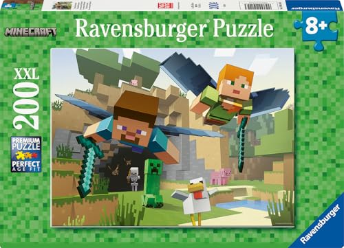 Ravensburger Kinderpuzzle - 12004144 - Minecraft - Minecraft Puzzle für Kinder ab 8 Jahren, mit 200 Teilen im XXL-Format, Minecraft Geschenke