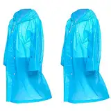 Fayemint 2 Stück Kinder Wasserdicht Regenponcho, EVA Regenponcho, Regenponcho mit Kapuze, Wiederverwendbar, für Outdoor-Radfahren, Camping, Reisen, Angeln (Blau)