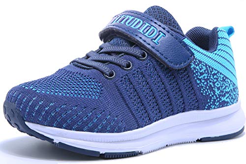 Mitudidi Unisex-Kinder Turnschuhe Jungen Sportschuhe Leicht Atmungsaktiv Laufschuhe Outdoor Fitnessschuhe Sneaker Hallenschuhe für Blau 31EU