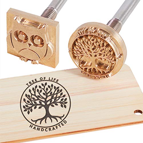 OLYCRAFT Holz Brandeisen mit Individuellem Logo Messing Leder Brandeisen BBQ Heizstempel mit Holzgriff für Holz Leder und Backen – Mehrere Größen optional