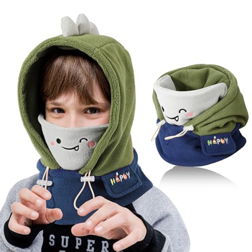 TAGVO Kinder Sturmhaube Winter 4-12, Multifunktional Winddicht Thermo Fleece Wintermütze Gesichtsmaske mit Verstellbarer Kinnriemen, Slouchy Sturmhaube Fahrrad Skimaske Balaclava für Jungen Mädchen