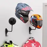 SIYOMG Helmhalter Wand, 2er Pack 180° Rotation Motorrad Helm Rack, Metall Helm Halter Aufhänger Display Ständer, Wandmontage Multifunktionale Rack für Mäntel Hüte Kappen Schlüssel Perücke Jacke