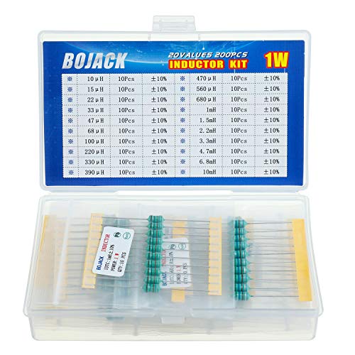 BOJACK 20 Werte 200 Stück Induktor 10 uH bis 10 mH 1 W Farbringinduktor 1 Watt Sortiment Kit