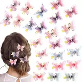 Andibro 24 Stück Schmetterling Haarspangen,3D Schmetterling Haarclips Bunte Schmetterlings Glitzer Haarspangen Kleine Schmetterling Haarklammer Haarschmuck mit Snap für Mädchen Damen Blumenmä Hochzeit