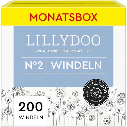 LILLYDOO hautfreundliche Windeln Größe 2 (4-8 kg), Monatsbox (200 Windeln) (FSC-Mix)