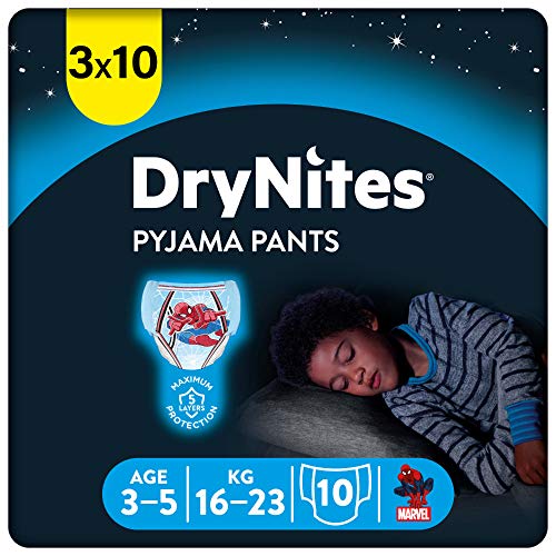 HUGGIES DryNites saugfähige Nachtwindeln bei Bettnässen, Für Jungen 3-5 Jahre (16-23 kg), 30 Stück, Monatsbox