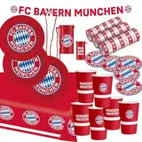 FC Bayern München Party Set · XL Fußball Party Set 34 teilig Fanartikel · Party Zubehör · Deko zur Fußballparty und Geburtstag