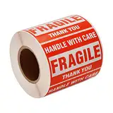 Alitamei Vorsicht zerbrechlich 500 Zerbrechliche Aufkleber 2"x3" Fragile Stickers Labels Moving Achtung Warnaufkleber-"HANDLE WITH CARE - FRAGILE - THANK YOU"