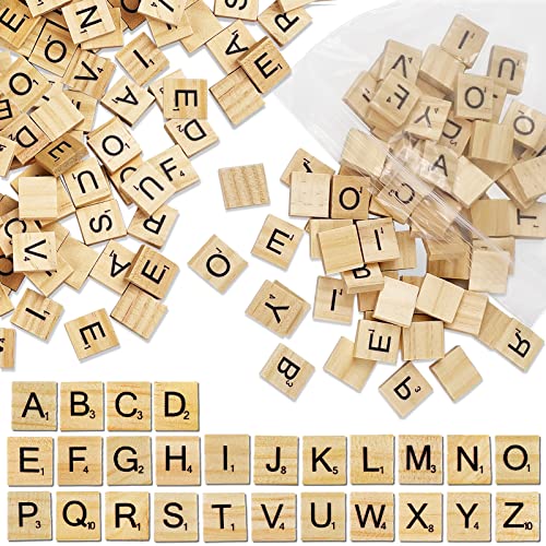 Oulesvte 100 Stück Scrabble Buchstaben Holz a bis Z Puzzle, Holz Fliesen mit Ziffern, Holz Buchstabe Fliesen zum Spielen, für Kindererziehung, Kinderspielzeug, Bastelarbeiten, Schlafzimmer Decor