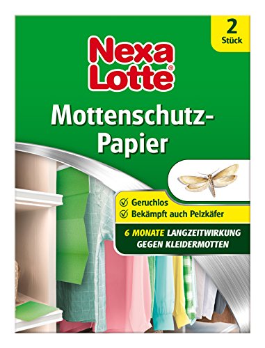 Nexa Lotte Mottenschutzpapier, Schützt effektiv bis zu 6 Monate vor Kleidermotten und Pelzkäferlarven, 2 Streifen