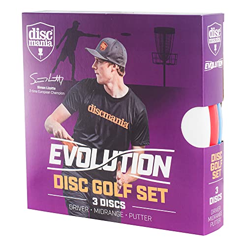 Discmania DM0003 Evolution 3-disc discgolf Set, Weiß, Pastellblau und Rosa, 21 x 21 x 4