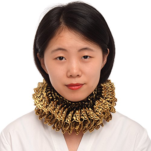 BLESSUME Ruffle Kragen Rüsche Cosplay Halsband (Gold)