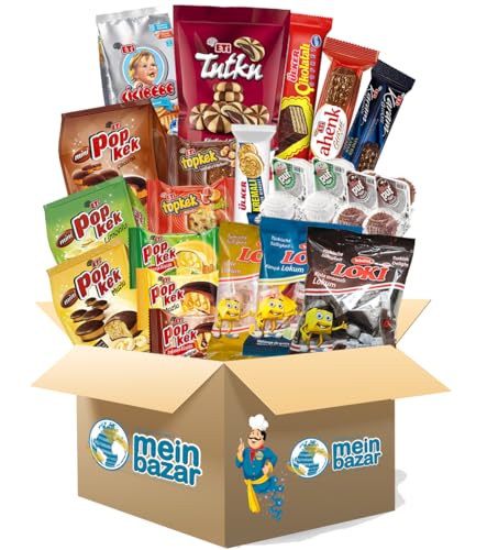 Meinbazar Türkische Süßigkeiten Geschenkidee Box - Süßigkeiten Set XXL - 25 Teile - Mix Party Box - Halal Produkte - Candy Box