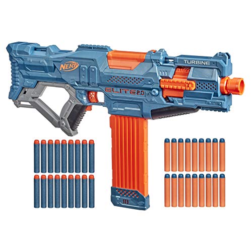 Nerf Elite 2 Turbine CS-18 motorisierter Blaster, 36 Nerf Darts, 18-Dart Clip-Magazin, mit Erweiterungsoptionen, frustfreie Verpackung