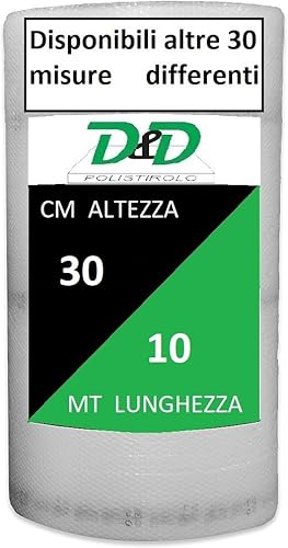 D. & D. Polystyrol Luftpolsterfolie für Verpackung und Versand – Made in Italy – Luftblasen zum Schutz, Polsterung, Verpackung von Gegenständen im Transport (H 30 cm x 10 mt/l)