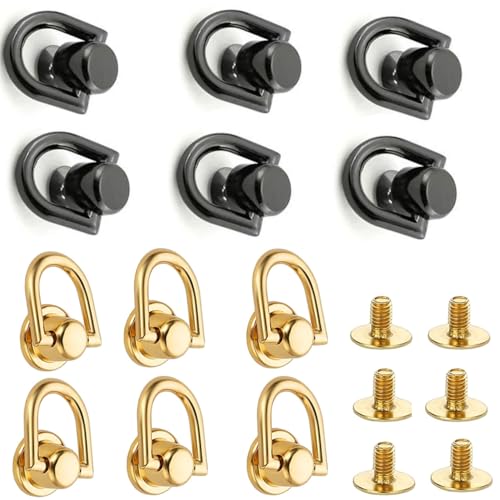 D Ring Stud Screw Head,12 Stück Metallring Kopf Button Stud Nieten,8mm Rivets Ledernieten Nieten Geldbörse Handwerk Schraubnieten Leder Nieten Zurück Runden Ring Für DIY Handyhülle Handtasche