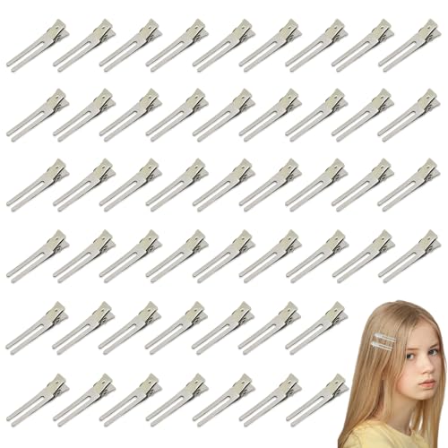 40 Stück Metall Haarspangen, 1,77 Zoll EnteBill Haarspangen, Einstellung Abschnitt Haarspangen, Silber Friseur Haarspangen Friseurbedarf für DIY Haarklammern Damen