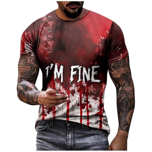 WKAYsIV Tank Top Fitness mit Rundhalsausschnitt und blutigem Halloween-Motiv für Herren T Shirt M Schwarz(Wein 3XL)