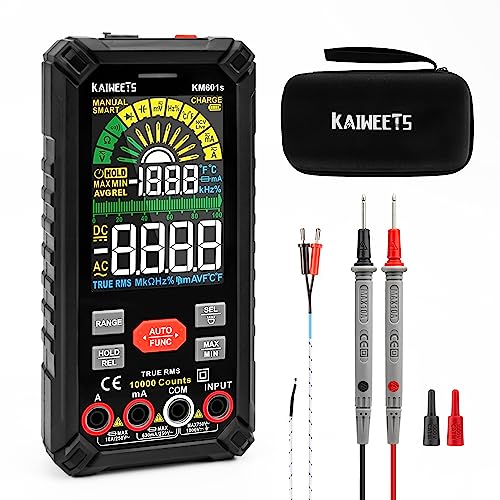 KAIWEETS Multimeter mit 10000 Zählungen, Wiederaufladbares Digitalmultimeter mit True RMS Auto-Range, Intelligentes Strommessgerät misst Spannung, Strom, Widerstand, Durchgang, Frequenz