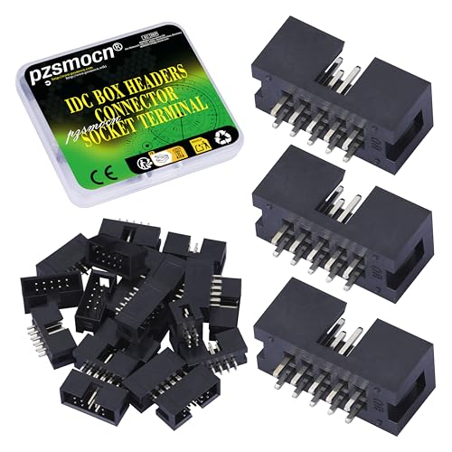 Pzsmocn 20 Stück IDC 2 * 5 Zweireihig 10 Poliger Box Steckverbinder Männliche Buchsenklemmen 2,54 mm Rastermaß, JTAG ISP 10 Poliger Gerade Einführen Adapter Buchsenklemmen für PCB Elektronikprojekte.