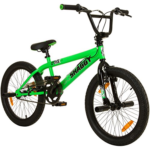 deTOX 20 Zoll BMX Big Shaggy Spoked 8 Auswahl + 4 Pegs inkl, Farbe:Grün Schwarz
