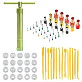 Allazone 56 Stück Clay Extruder Handwerk Maschine mit 20 Formen Zuckerpaste Extruder, Polymer Ton Schneider, Ton DIY Werkzeug für Tonmodellierwerkzeug