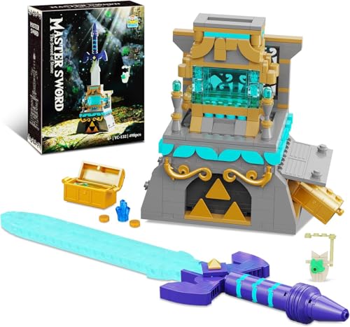 QLT BOTW The Master Schwert Glowing Klemmbausteine Bausteinen,Link’s Schwert，mit Schatztruhe Spielefans Geschenk für Erwachsene und Jungen ab 6-16+（492PCS）