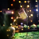 Lumiled Solarlampe in Form einer Gießkanne Lichterkette Aussen, Wasserdicht Gartendeko mit Schäferhaken, Vintage Lichterkette für Garten Hofweg Balkon Terrassefarblich farbe Kupfer IP44