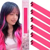 WENNALIFE 12 Stück Heißes Rosa Haarsträhnen Zum Einklipsen Haarsträhnen Kinder, Clip in Haar Extensions Bunte Haarsträhnen Kinder Haare zum Einflechten Mädchen Gerade Party Haarverlängerungen Zubehör