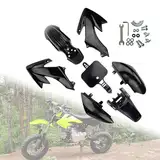 QASULER Motorrad PP Kunststoff Verkleidung Body Kits CRF50 XR50 Pit Dirt Motor Trail Bike 50cc 70cc 90cc 110cc 125cc 140cc Verkleidungs-Kotflügel-Kit(Black)