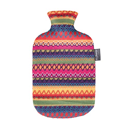 Fashy 6757 25 2007 Wärmflasche mit Bezug im Peru - Design 2.0 L, braun - rosa