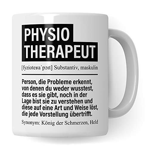 Tasse Physiotherapeut, Physiotherapie Geschenke Becher, Physiotherapeuten Kaffeetasse Geschenkidee Spruch, Kaffeebecher Krankengymnastik Physio Motiv lustig