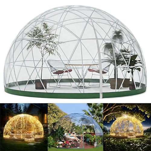 Gewächshaus Gartenkuppel Iglu, 3,6×2.2m Kuppelzelt, Bubble Zelt,transparentes Gartenkuppelhaus Gartenblasenzelt für Terrasse, Essbereich, Hinterhof, Party(3.66x2.2m)