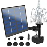 Solar Teichpumpe, Solar Springbrunnen 7V, 1.5W Wasserpumpe Solarpumpe mit 6 Fontänenstile, Garten Springbrunnenpumpe, Schwimmender Fontäne Pumpe für Wasserspiel VogelBad Fisch-Behälter, 160 L/H