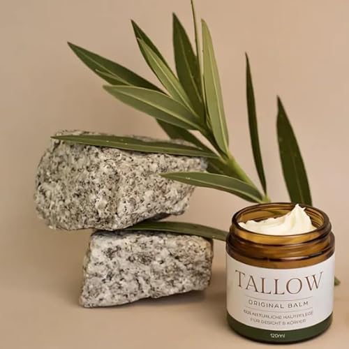 TALLOW Original Balm Natur - Bio Grassgefüttert Rindertalg Creme aus Deutschland (Bodensee), Geruchslos, Kein Chemie, 100% natürliche Hautpflege, Bio Rindertalg mit Jojobaöl für Gesichtspflege (30 ml)