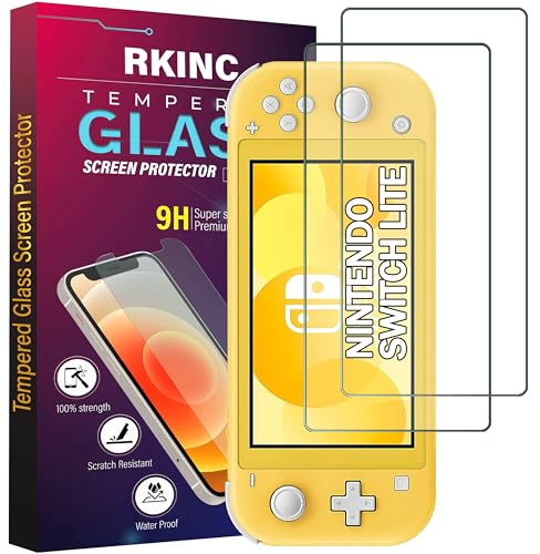 RKINC 2 Stück, Panzerglas Schutz Glas für Nintendo Switch lite, Panzer HD Displayschutzfolie, 0,33 mm kratzfest, splitterfrei, blasenfrei, lebenslangeGarantie