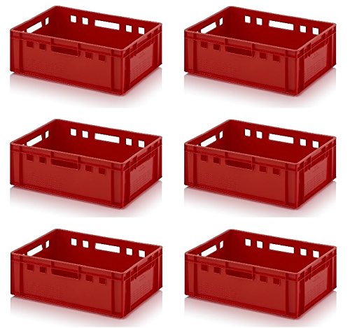 kistenkind 6x Fleischkiste E2 60x40x20 Metzgerkiste Eurofleischkiste rot inkl. Zollstock 6er Set